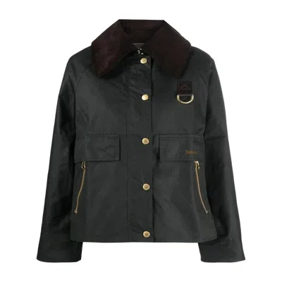 Barbour Catton Corduroy-collar Jacket In Green