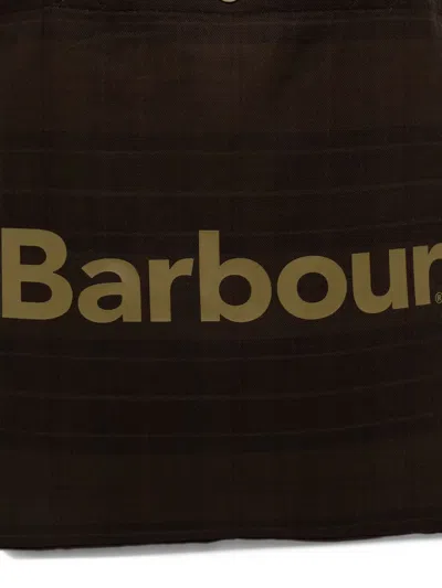Barbour Overdyed Telfield Tartan Tote Bag In Brown