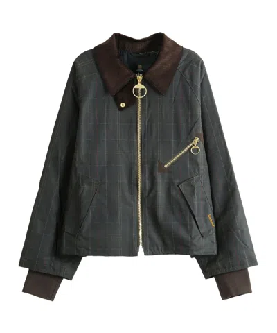 Barbour Check Cord Collar Cropped Jacket In Black