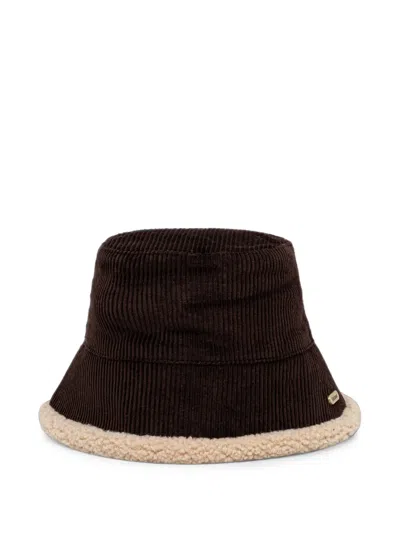 Barbour Overton Corduroy Fleece-trim Bucket Hat In Brown