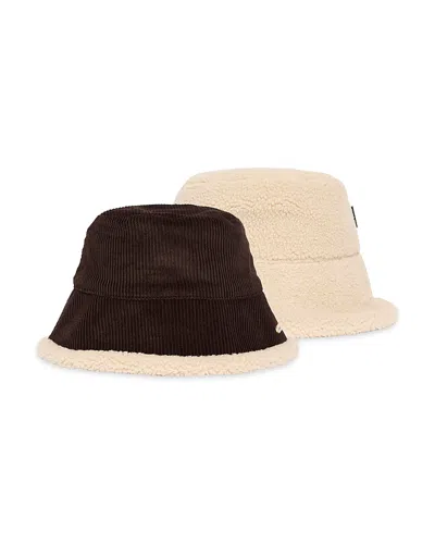 Barbour Overton Reversible Corduroy & Faux Shearling Bucket Hat In Brown