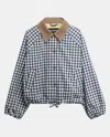 Barbour Ovingham Gingham Bomber Jacket In Blue
