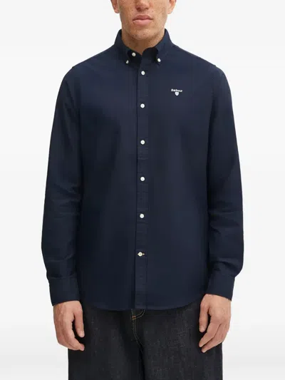 Barbour Oxford Logo-embroidered Long-sleeve Shirt In Blue