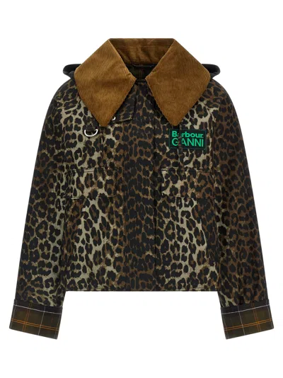 Barbour Parka  X Ganni In Animal Print