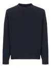 Barbour Crewneck Wool Sweater With Long Sleeves And Ribbed Trims In Blue