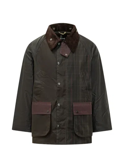 Barbour Patchwork Corduroy-collar Jacket In Brown