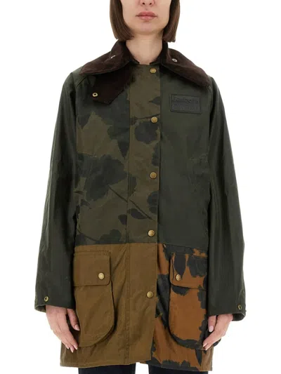 Barbour X Erdem Patchwork Design Jacket With Classic Collar In Green
