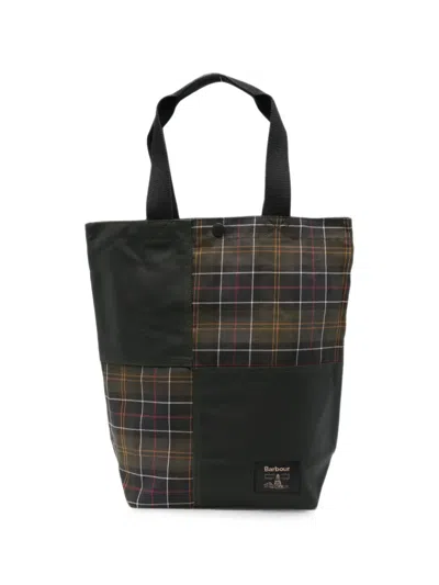 Barbour Sage Field Patchwork Tartan Large Tote In Multi