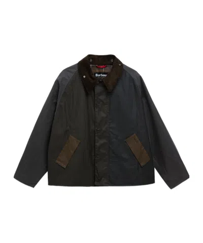 Barbour Patchwork Transport Waxed Jacket In Green