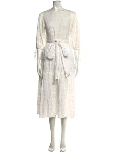Pre-owned Barbour Patterned Midi Length Dress In White