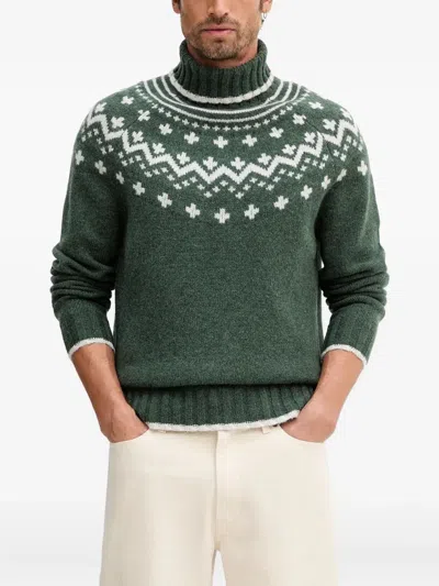 Barbour Patterned Turtleneck Sweater In Green