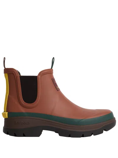 Barbour Paul Smith Loves : Russet Rubber Chelsea Boots In Brown