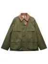 Barbour Green Solid Shirt Collar Jacket In Animal Print