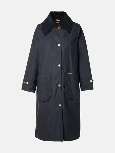 Barbour 'paxton' Navy Cotton Trench Coat In Blue