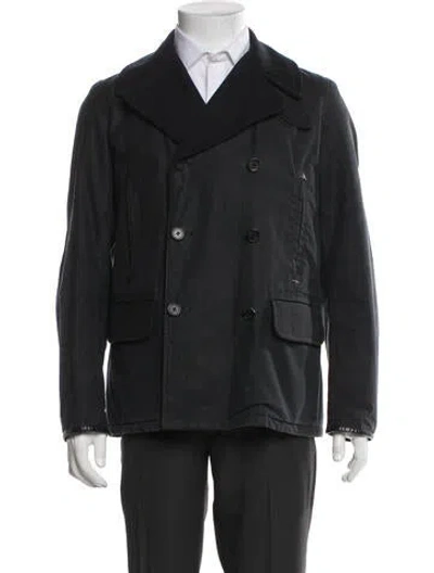 Pre-owned Barbour Peacoat In Blue