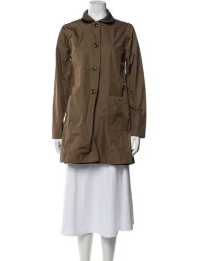 Pre-owned Barbour Peacoat In Brown