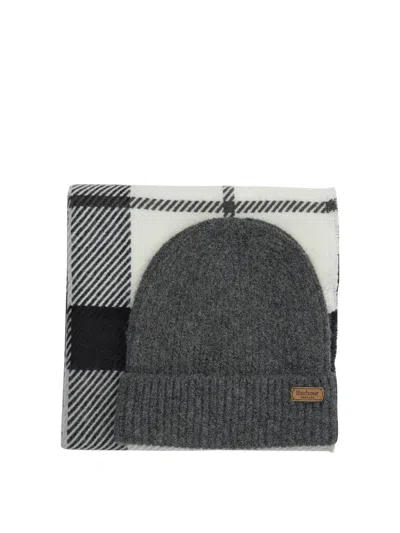 Barbour Pendle Beanie And Blair Scarf Gift Set In Gray