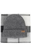 Barbour Knitted Beanie-scarf Set In Blue