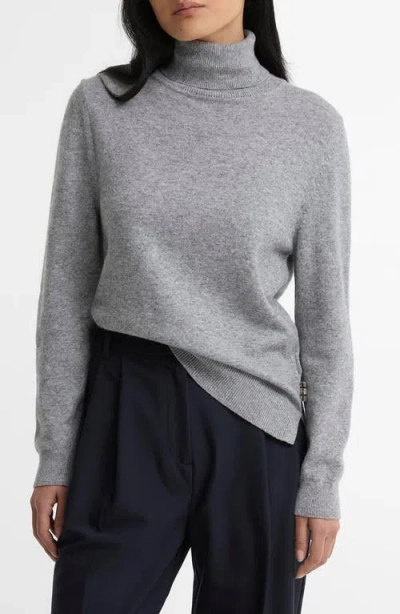 Barbour Pendle Elbow Patch Wool & Cotton Turtleneck Sweater In Gray