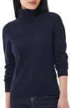 Barbour Pendle Elbow Patch Wool & Cotton Turtleneck Sweater In Navy/fawn