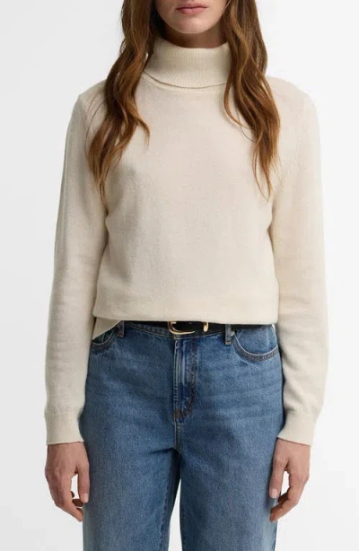 Barbour Pendle Elbow Patch Wool & Cotton Turtleneck Sweater In Neutral