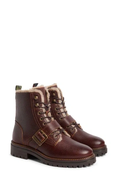 Barbour Pendle Leather Boot In Burgundy