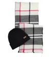 Barbour Pendle Logo Patch Ribbed Beanie Scarf Set In Multicolor