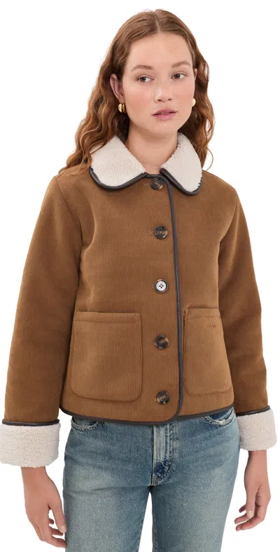 Barbour Penny Fleece Casual Jacket Tan/ecru