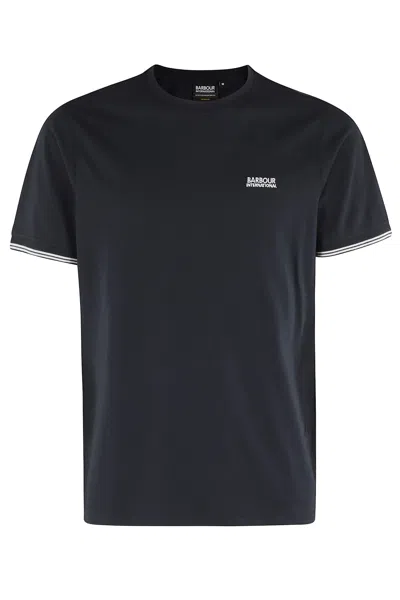 Barbour Philip Tipped Cuff Tee In Navy