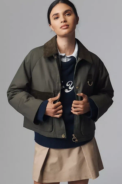 Barbour Phoebe Casual Waxed Cotton Jacket In Green