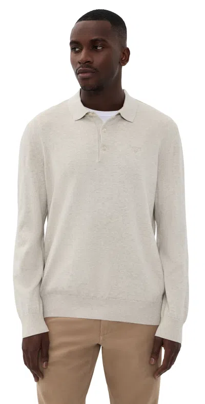 Barbour Pima Cotton Knitted Polo Shirt Neutral In White