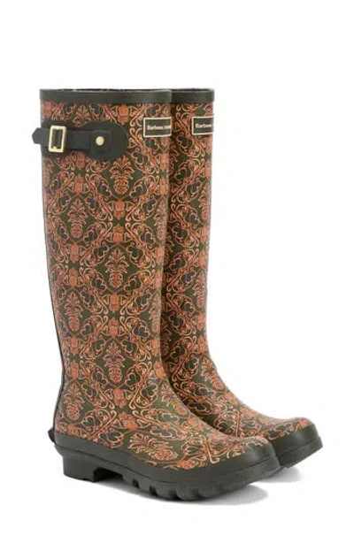 Barbour Pineapple Print Cami Wellington Boot In Black