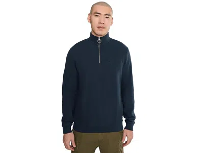 Barbour Pique Interlock Half Zip Sweatshirt In Blue