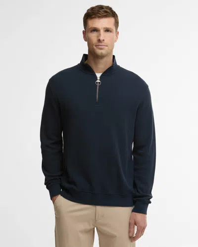 Barbour Pique Interlock Mens Half Zip Sweatshirt In Blue