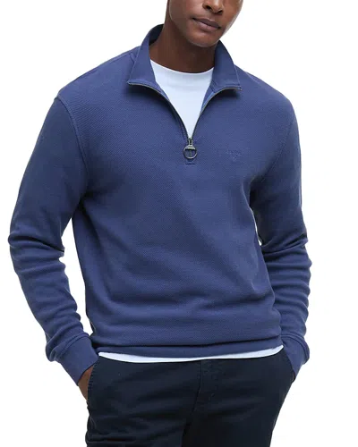 Barbour Pique Regular Fit Quarter Zip Sweater In Oceana