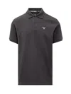 Barbour Pique Tartan Polo In Black
