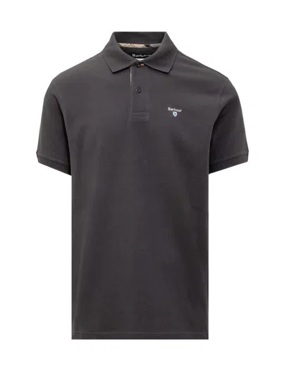 Barbour Pique Tartan Polo In Black