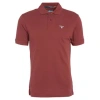 Barbour Pique Tartan Trim Polo Shirt Brick Burgundy In Highland Red