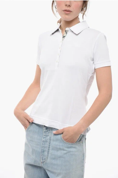 Barbour Piquet Cotton Partsdown Polo Shirt With Ton-on-ton Logo In White