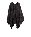 Barbour Check-pattern Fringed Cape In Black