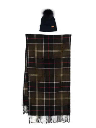 Barbour Plaid-checked Scarf Set In Green