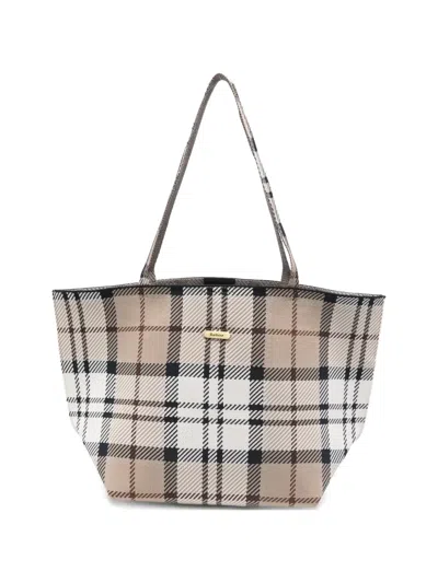 Barbour Plaid Double-handle Tote Bag In Red
