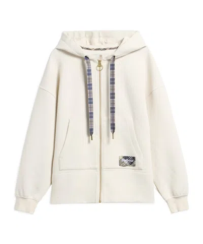 Barbour Plaid Drawstring Zipup Hoodie In Neutral