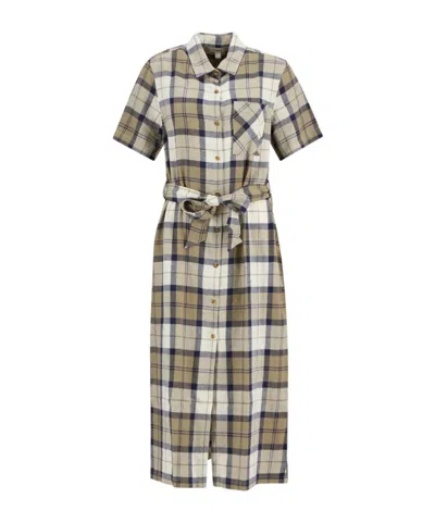 Barbour Fern Tartan-print Midi Dress In Multi