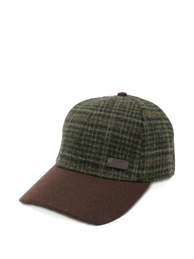 Barbour Plaid Logo-plaque Hat In Green