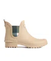 Barbour Plaid Panel Short Rain Boot In Neutral