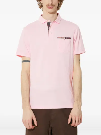 Barbour Plaid-pocket Polo Shirt In Pink
