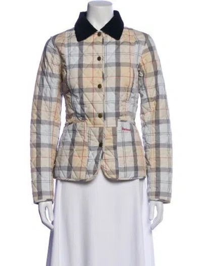 Pre-owned Barbour Plaid Print Blazer In Neutral