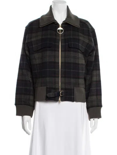 Pre-owned Barbour Plaid Print Bomber Jacket W/ Tags In Blue