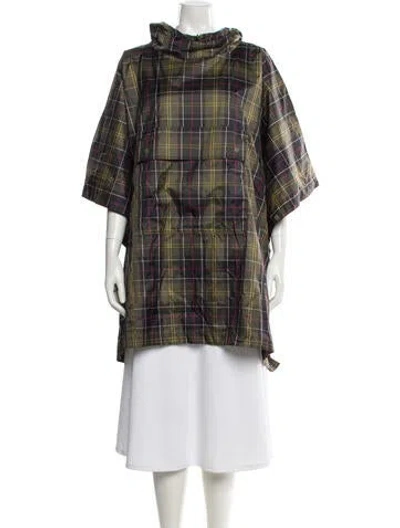 Pre-owned Barbour Plaid Print Coat In Black